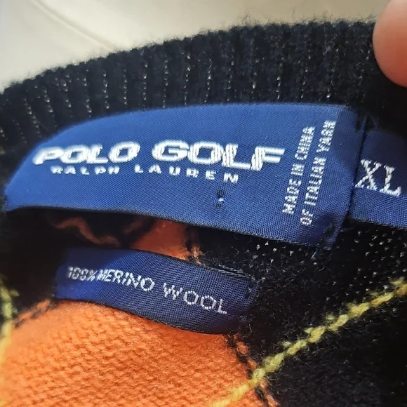 Ralph Lauren Polo Golf Sweater Vest in Black and Orange - Picture 3 of 3